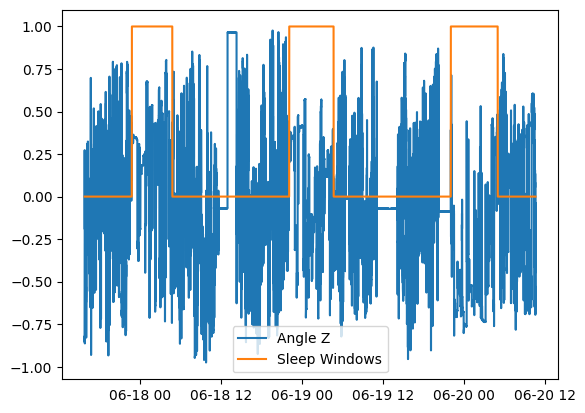 Example of the Sleep and Anglez